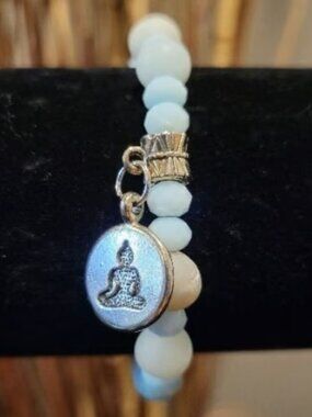 Pale Marine Beaded Wrist Wraps with Charms